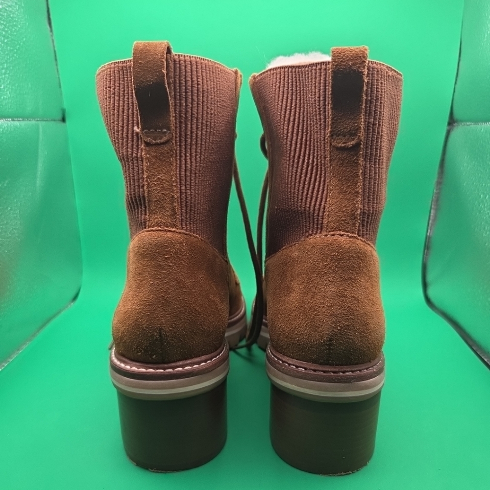 Anthropologie Bernardo Wmns Selena Shearling Lined Lace-Up Ankle Boots 9M Suede - Picture 6 of 16